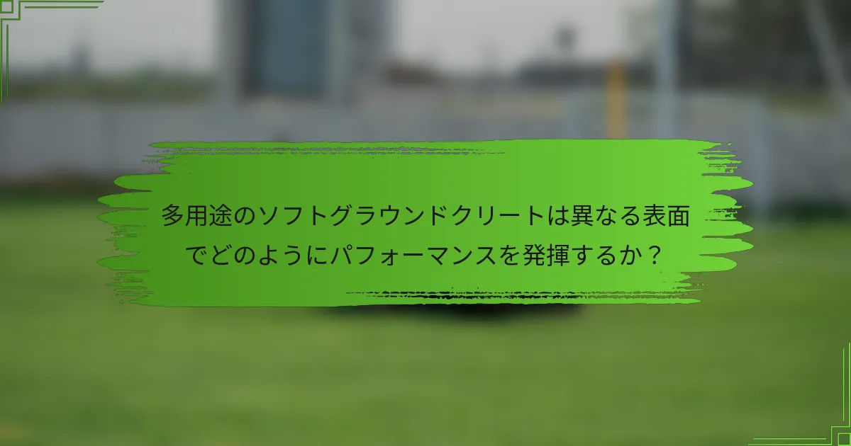 多用途のソフトグラウンドクリートは異なる表面でどのようにパフォーマンスを発揮するか?