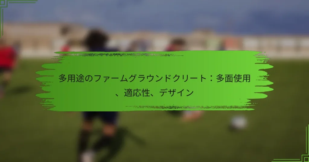 多用途のファームグラウンドクリート:多面使用、適応性、デザイン