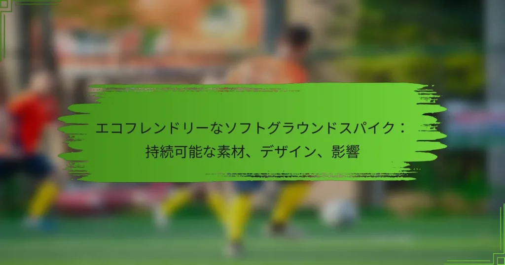 エコフレンドリーなソフトグラウンドスパイク：持続可能な素材、デザイン、影響