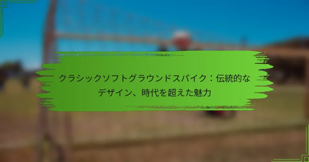 クラシックソフトグラウンドスパイク：伝統的なデザイン、時代を超えた魅力